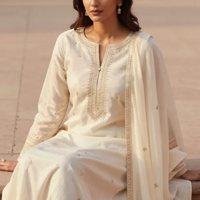 Champagne silk, seated